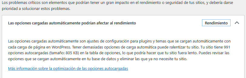 Resolución de Problemas: Problema Critico. Opciones Cargadas Automáticamente