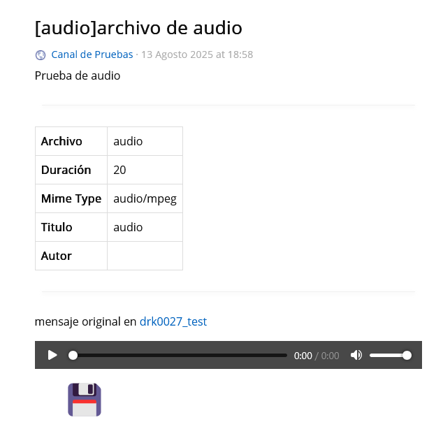 Entrada de Audio en Fresshrss desde channel2rss