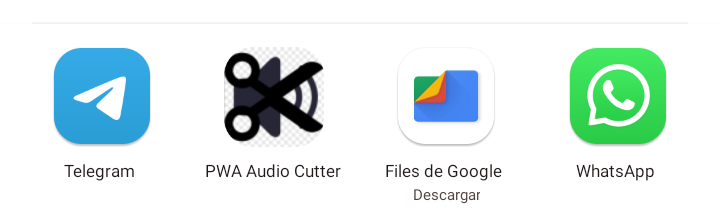 pantalla de abrir con, para elegir pwa-audio-cutter como programa con el que editar el audio