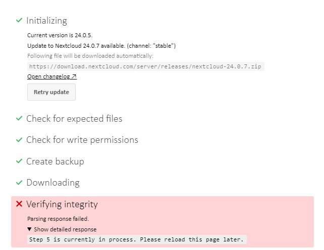 Error Step 5 is currently in process. Please reload this page later