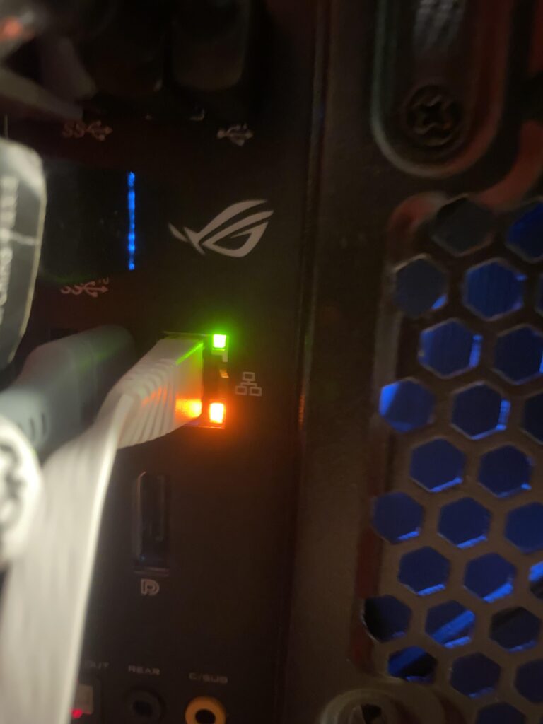 luces led en tarjeta de red